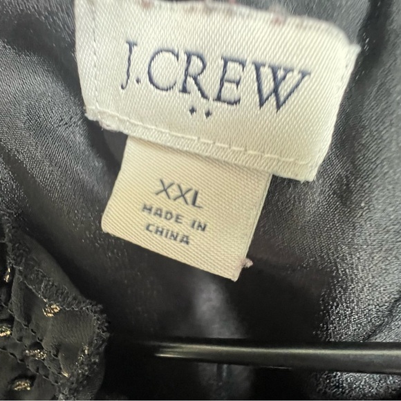 J Crew Womens Ruffleneck top with foil clip dot Black Gold XXL Polkadot Preppy - Picture 5 of 10